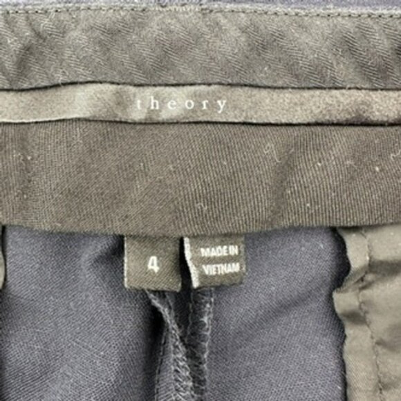 Theory Women's Navy Blue Wool Blend Flare Leg Dress Pants Size 4 - Picture 5 of 10